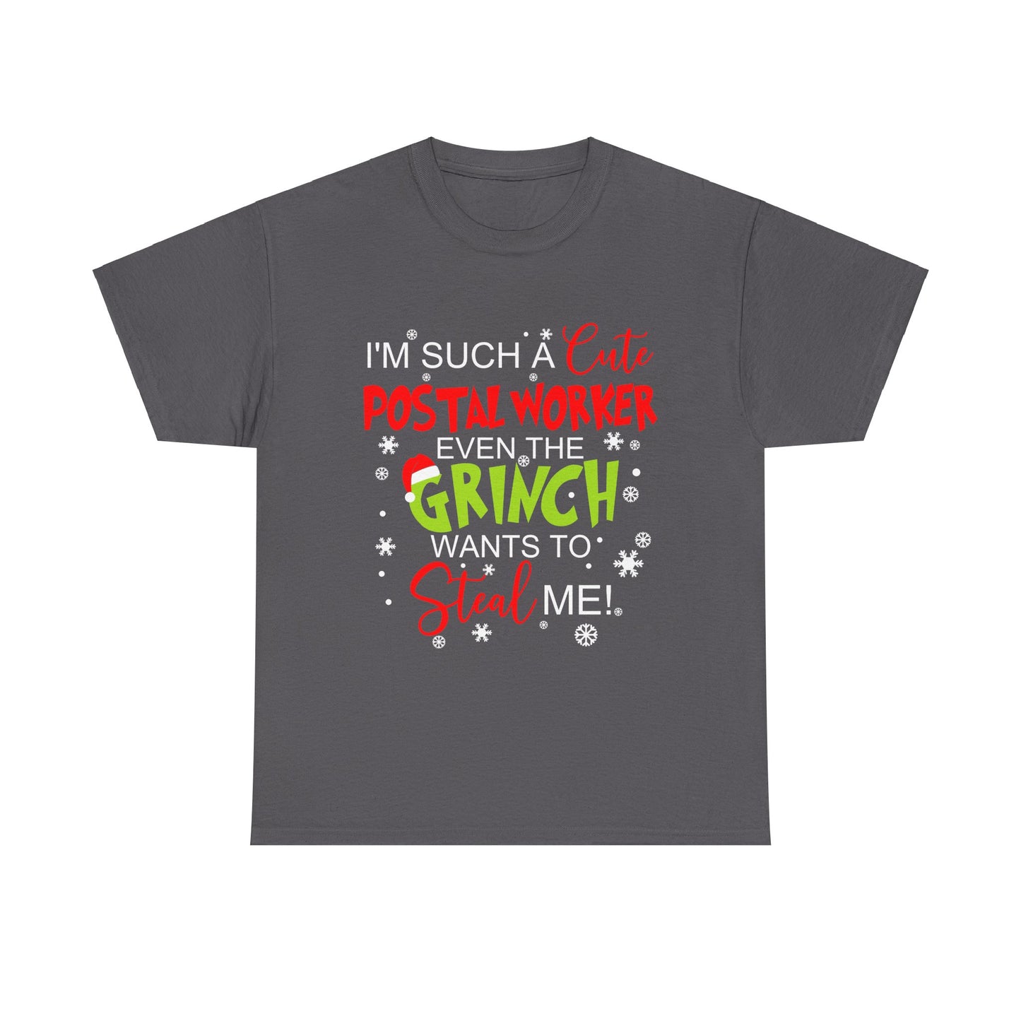 Grinch Christmas Postal Worker Tee - Funny Holiday Gift, Unisex Heavy Cotton T-Shirt, Cute Postal Service Shirt, USPS,