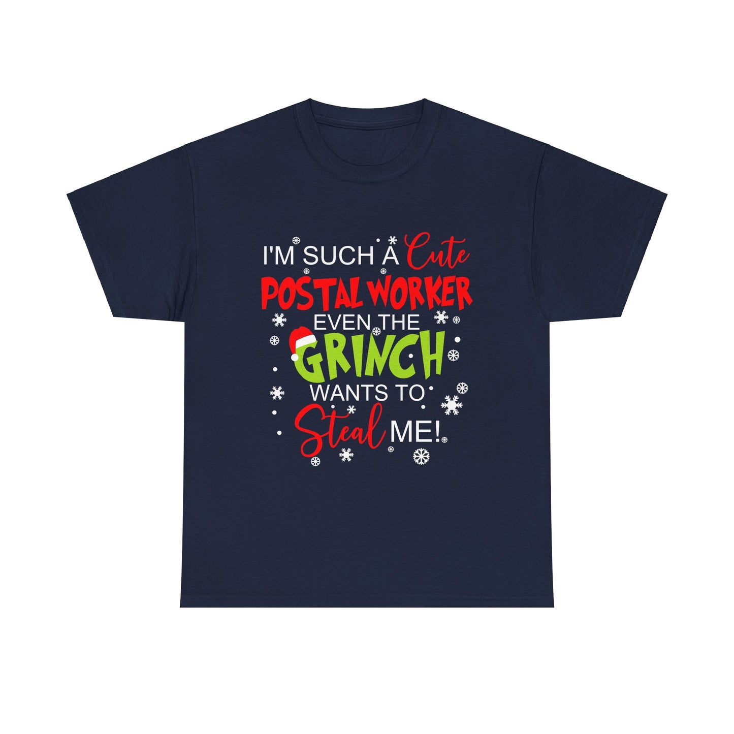 Grinch Christmas Postal Worker Tee - Funny Holiday Gift, Unisex Heavy Cotton T-Shirt, Cute Postal Service Shirt, USPS,