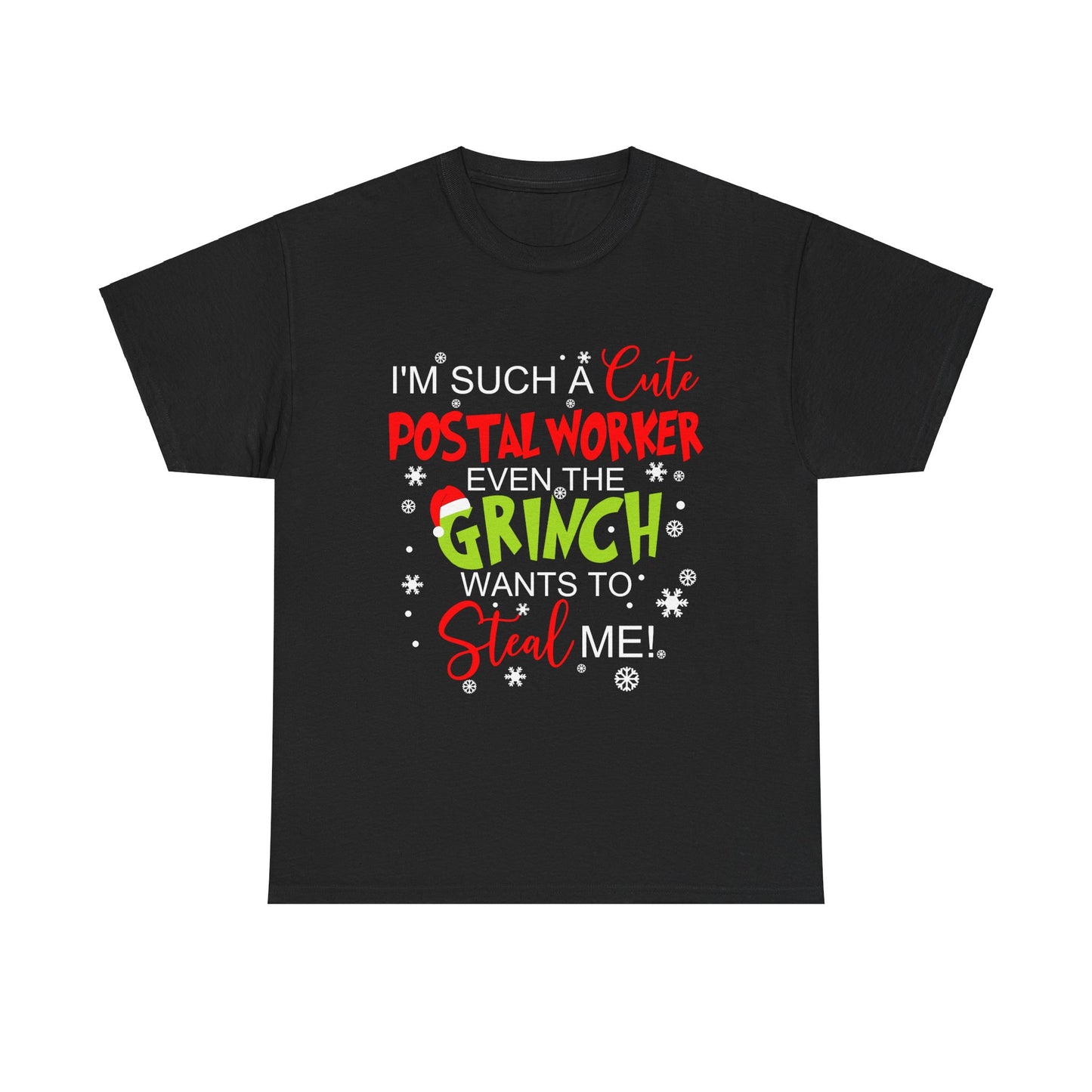Grinch Christmas Postal Worker Tee - Funny Holiday Gift, Unisex Heavy Cotton T-Shirt, Cute Postal Service Shirt, USPS,