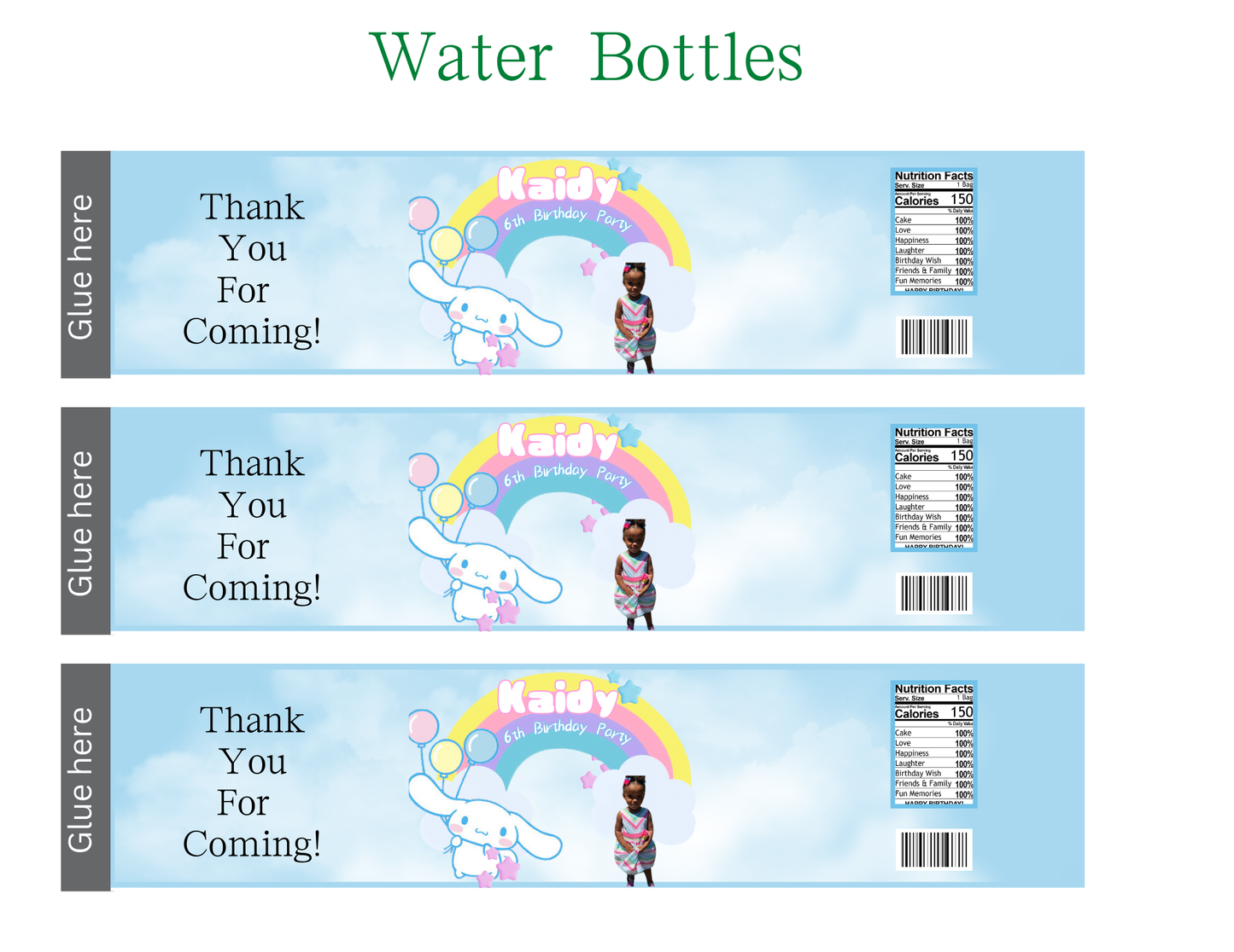 Cinnamoroll Party Favor Template (Digital Download Editable in Canva)