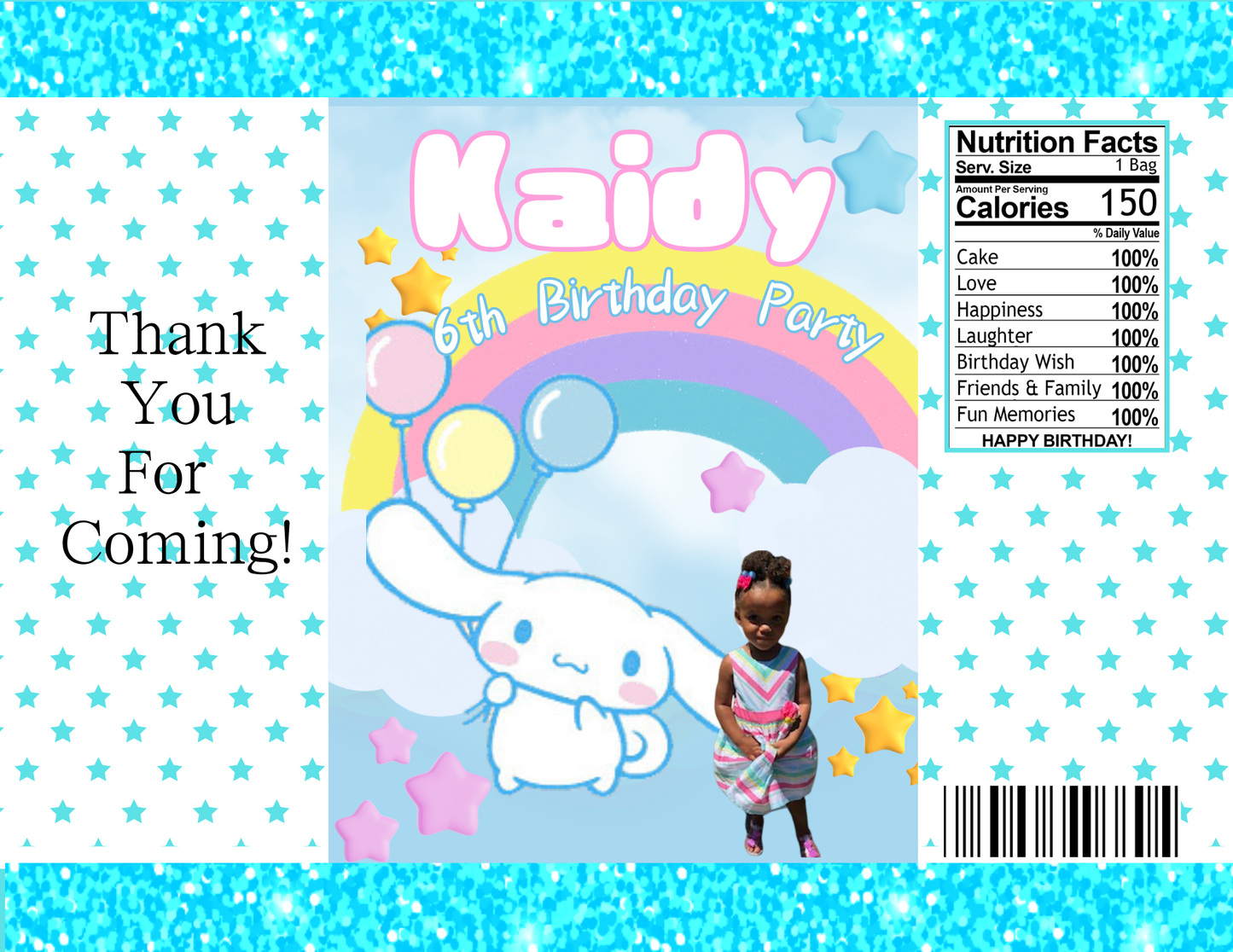 Cinnamoroll Party Favor Template (Digital Download Editable in Canva)