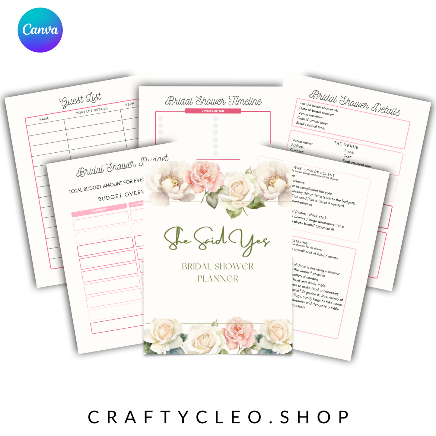Bridal Shower Planner Template (43 Editable Pages)