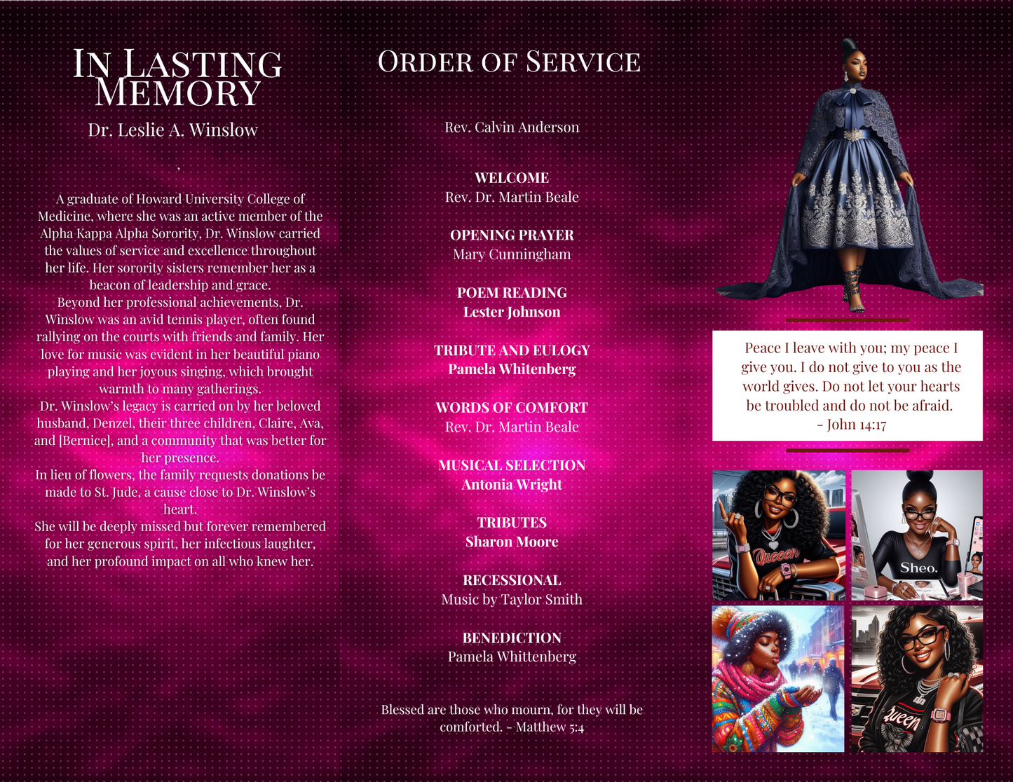 Loving Memory Trifold Funeral Program Template (2 Editable Pages)