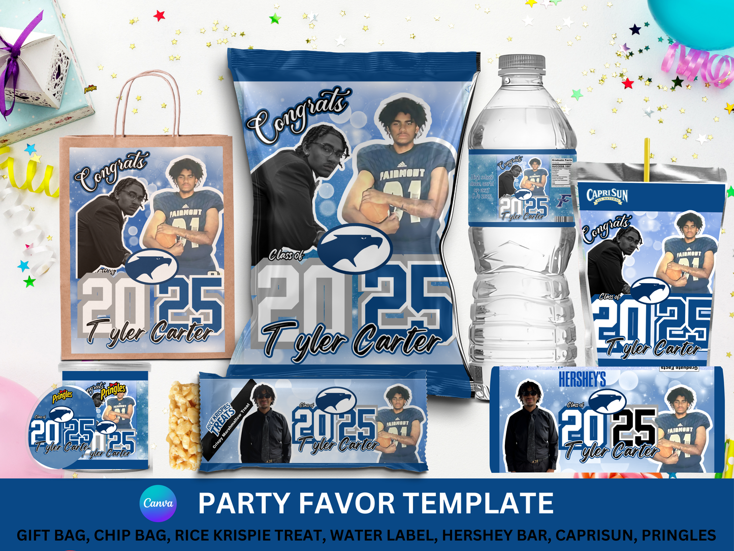 Graduation Party Favors with Mockup (Digital Download Editable in Canva)