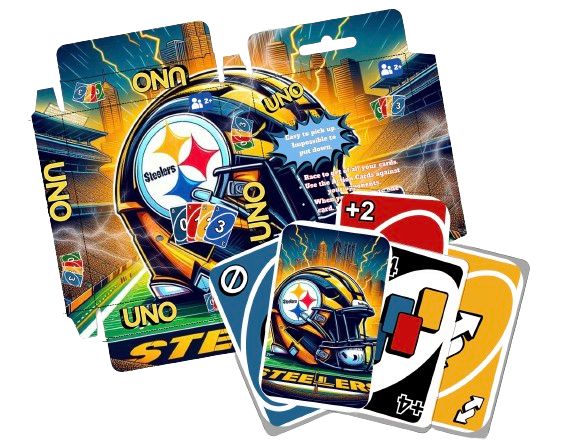 Steelers Editable UNO Cards with box, Mockup included (Digital Download Editable in Canva)