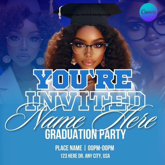 Blue Graduation Invitation Template (Editable)