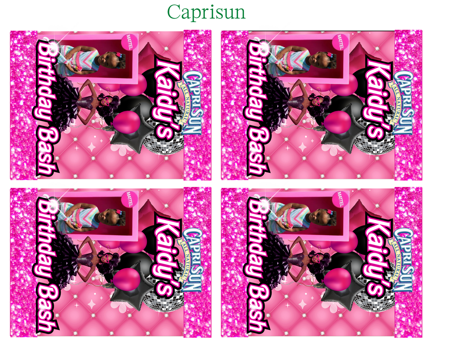 Black BarBie Party Favor Template (Digital Download Editable in Canva)