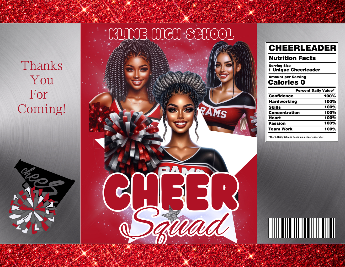 Cheerleader Party Favor Template (Digital Download Editable in Canva)