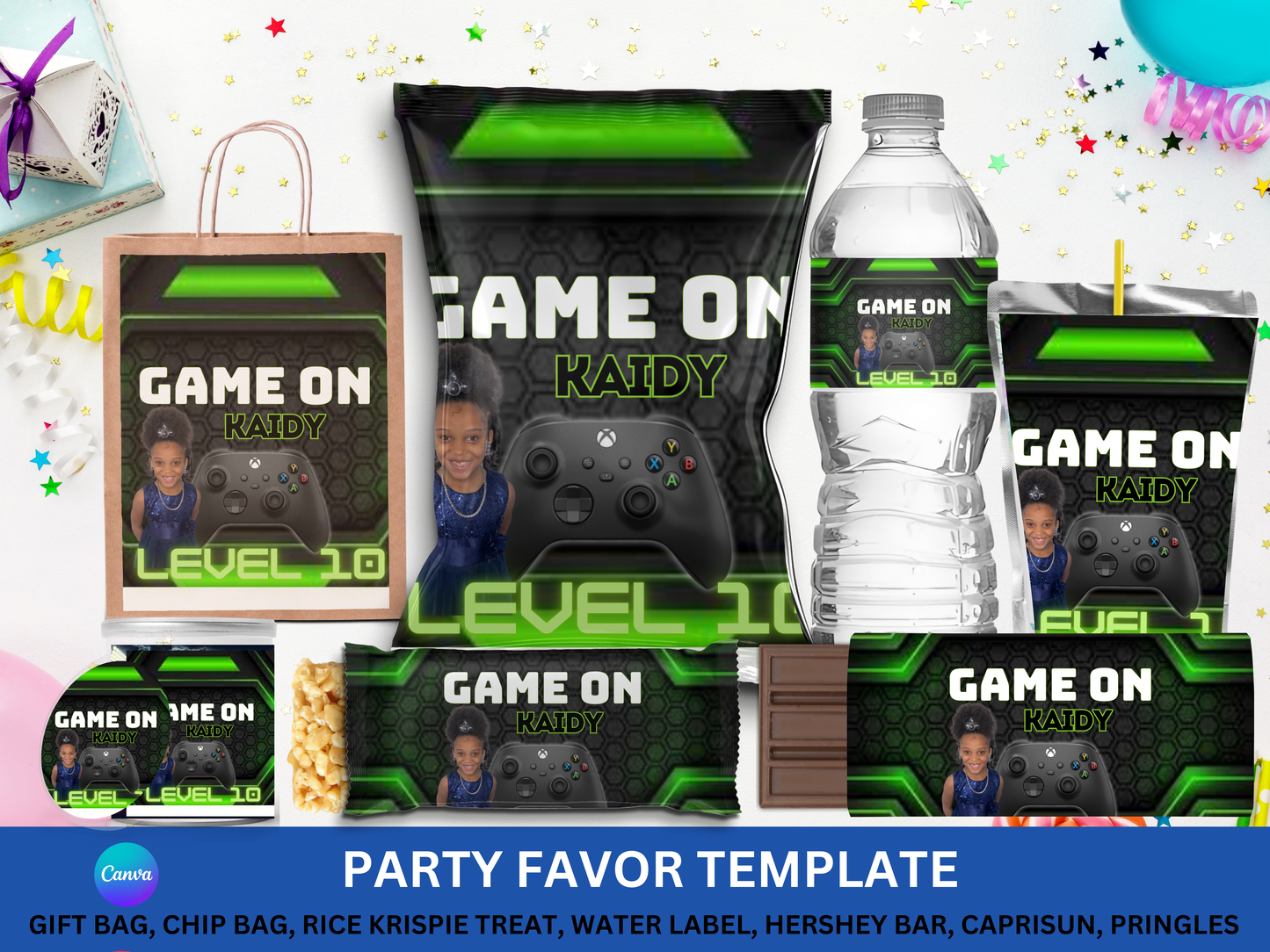 Video Game Party Favor Template (Digital Download Editable in Canva)