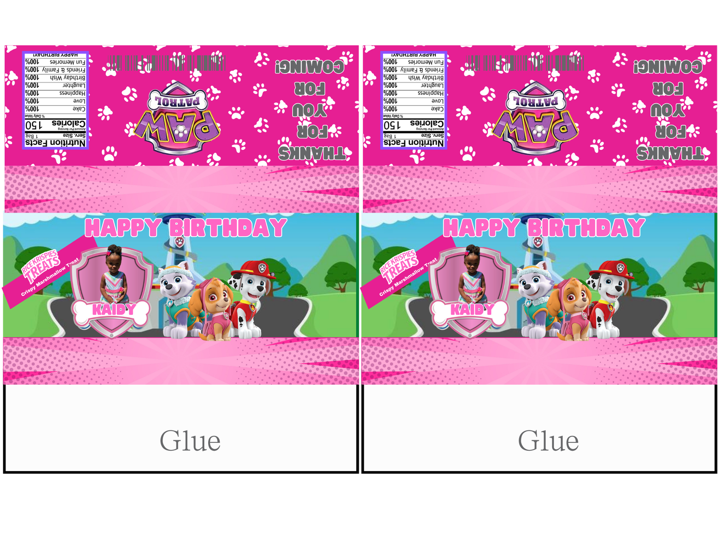 Pink Paw Patrol Favor Template (Digital Download Editable in Canva)