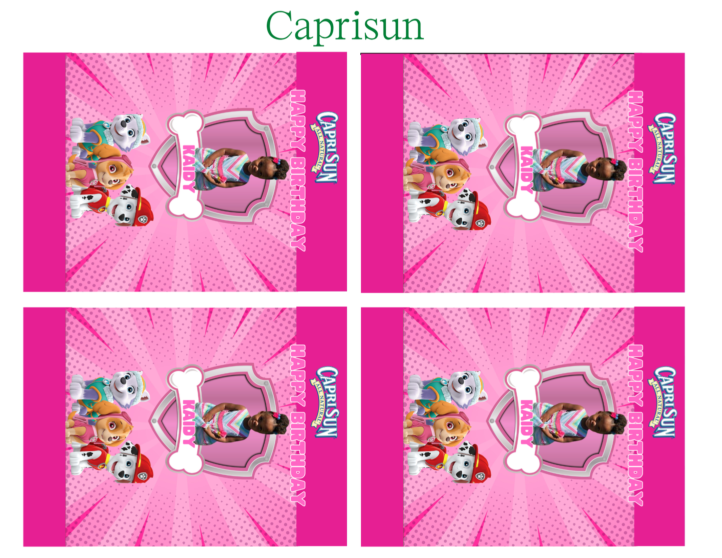 Pink Paw Patrol Favor Template (Digital Download Editable in Canva)