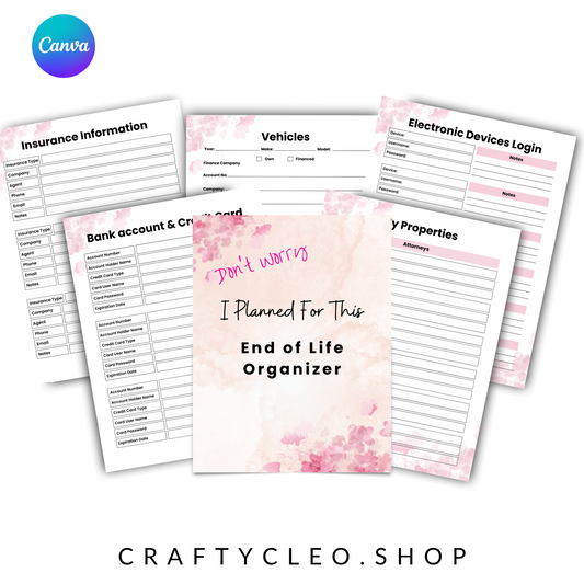 End of Life Planner Template (45 Editable Pages)
