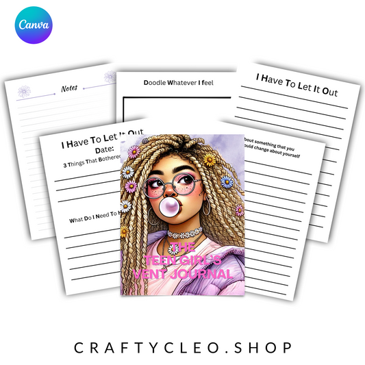Teen Girl’s Vent Journal | Editable in Canva | 160 Pages | Affirmations, Goal Tracker, Coping Strategies & More!