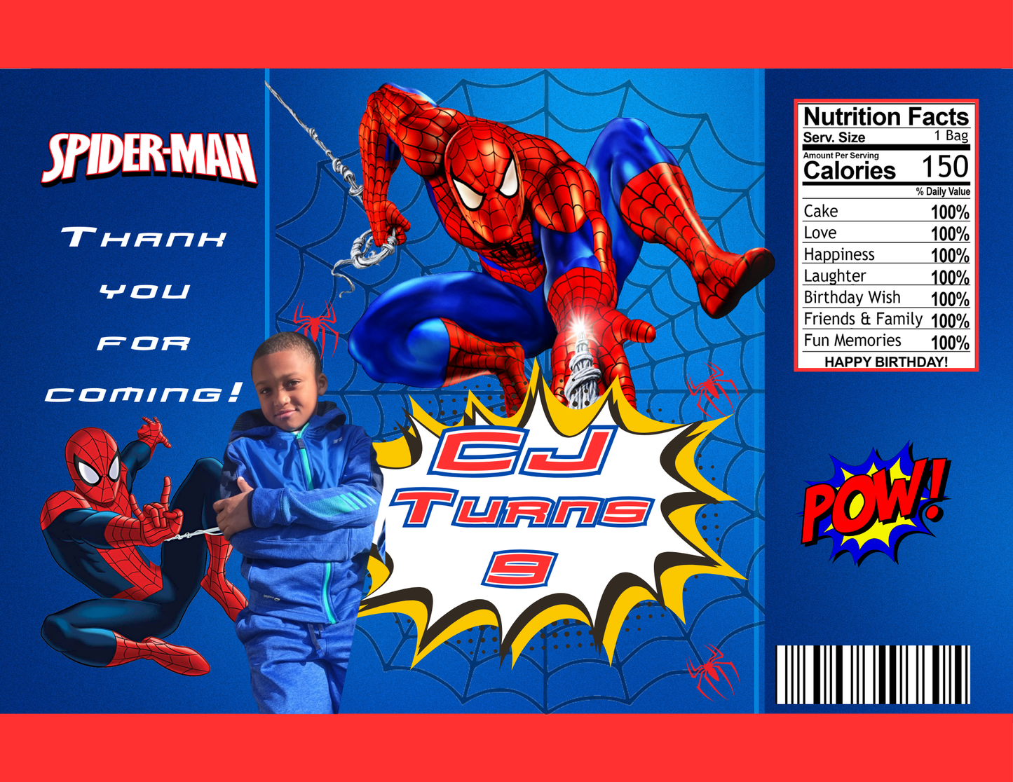 Spiderman Party Favor Template (Digital Download Editable in Canva)