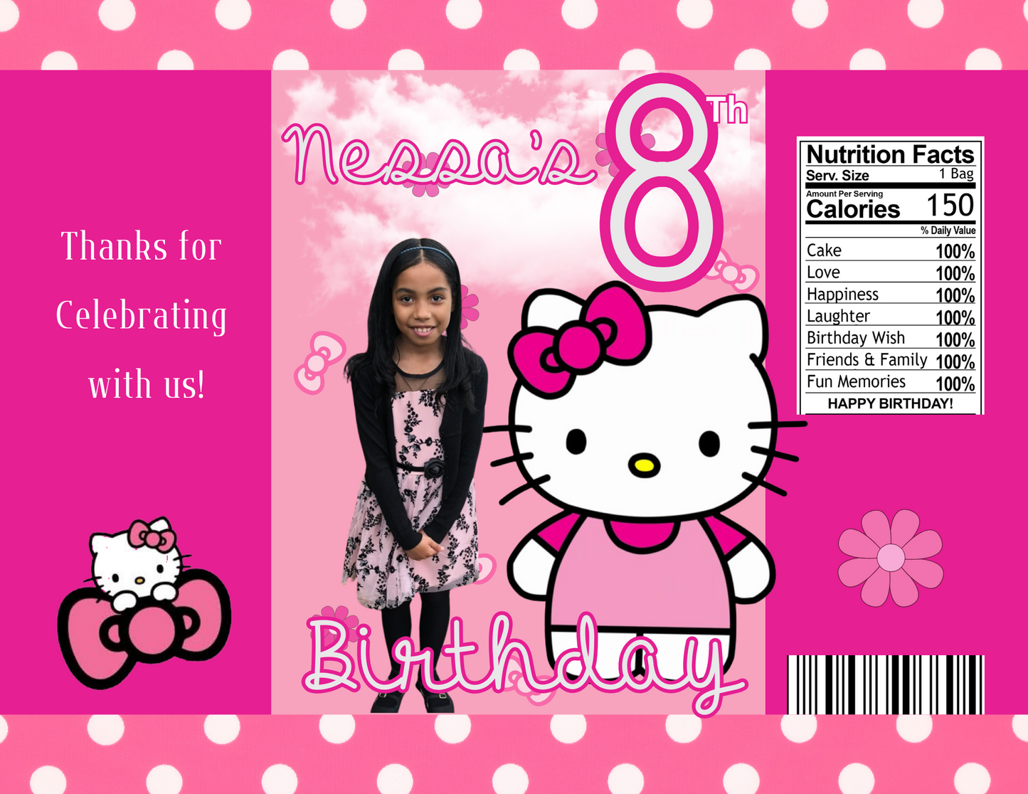 Hello Kitty Party Favor Template (Digital Download Editable in Canva)
