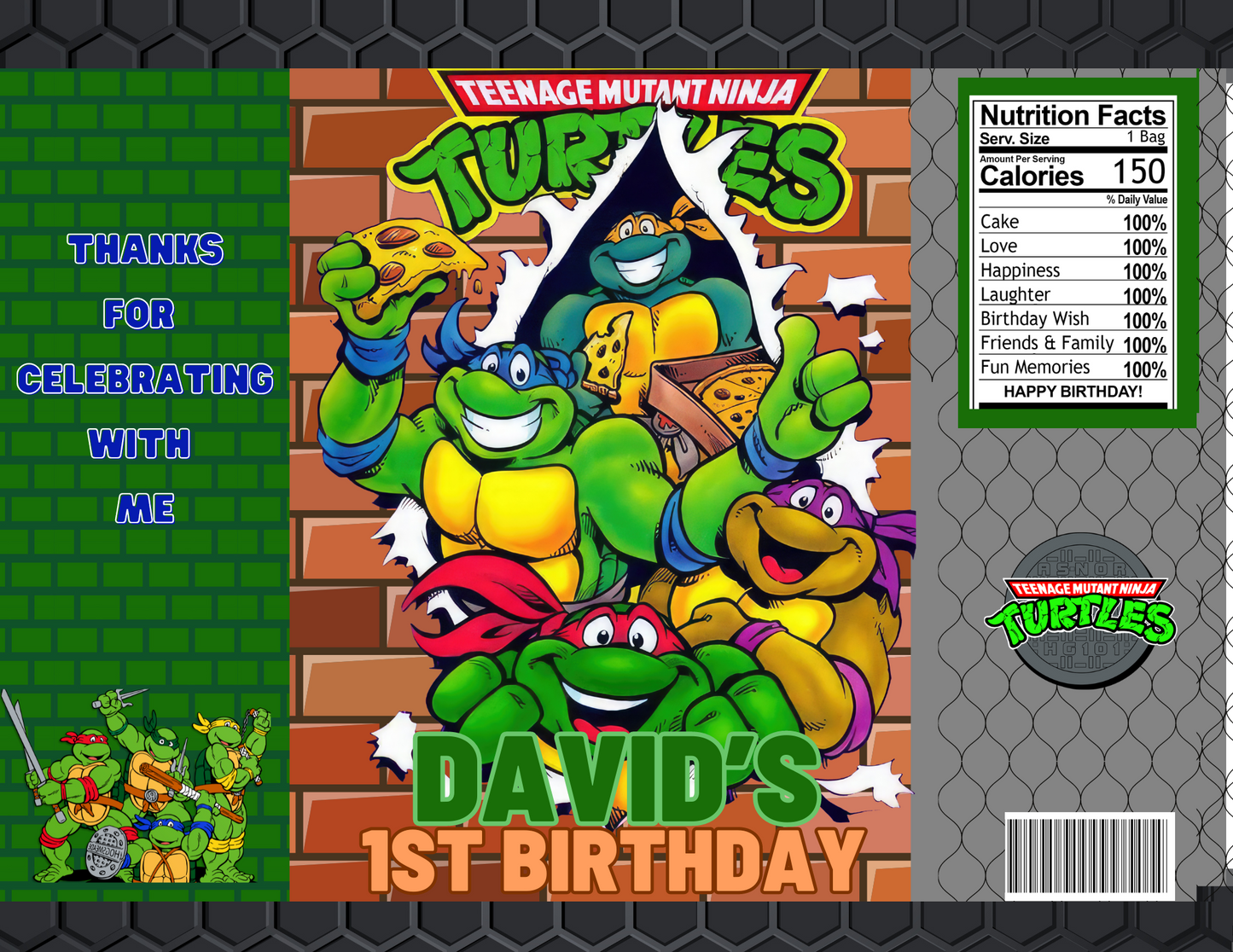 Ninja Turtles Party Favor Template (Digital Download Editable in Canva)