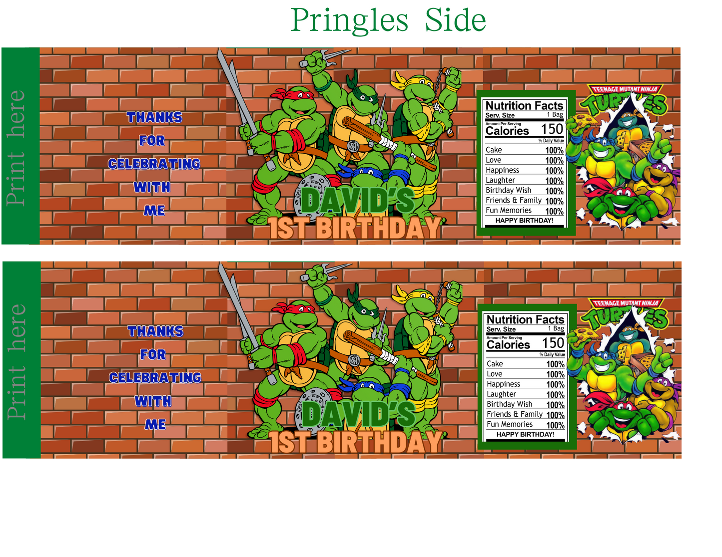 Ninja Turtles Party Favor Template (Digital Download Editable in Canva)