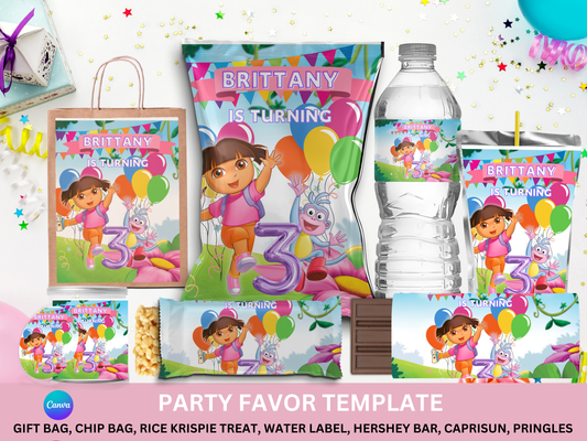 Dora The Explorer Party Favor Template (Digital Download Editable in Canva)