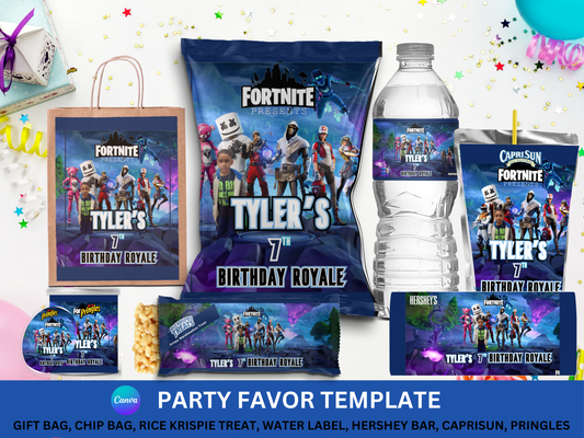Fortnite Party Favor Template (Digital Download Editable in Canva)
