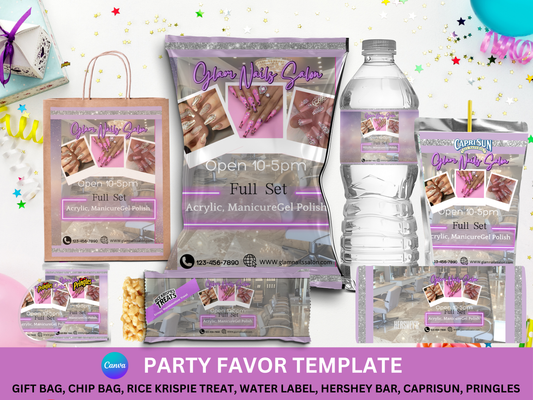 Nail Salon Party Favor Template (Digital Download Editable in Canva)