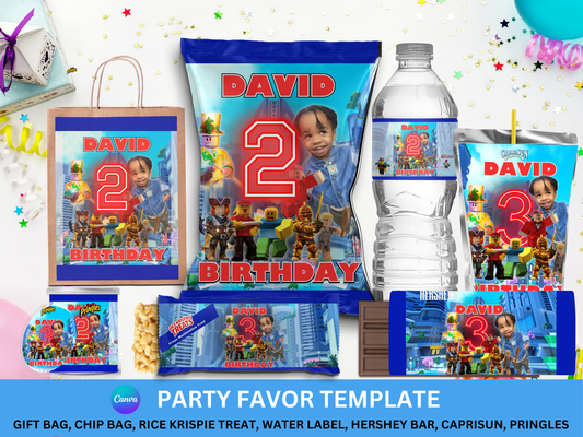 Roblox Party Favor Template (Digital Download Editable in Canva)