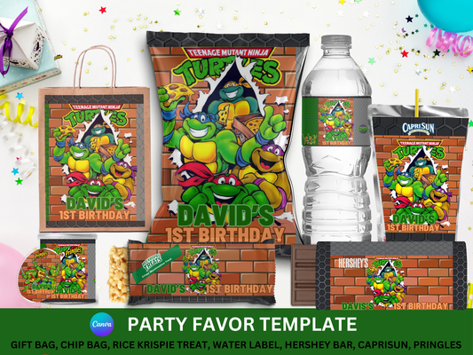 Ninja Turtles Party Favor Template (Digital Download Editable in Canva)