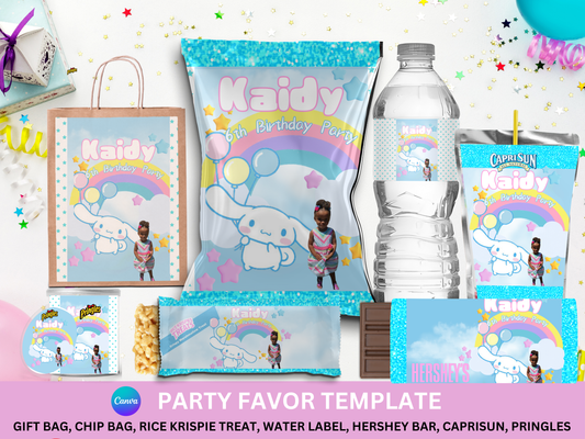 Cinnamoroll Party Favor Template (Digital Download Editable in Canva)