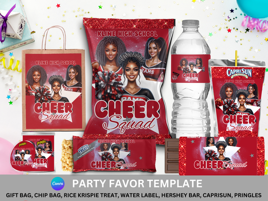 Cheerleader Party Favor Template (Digital Download Editable in Canva)