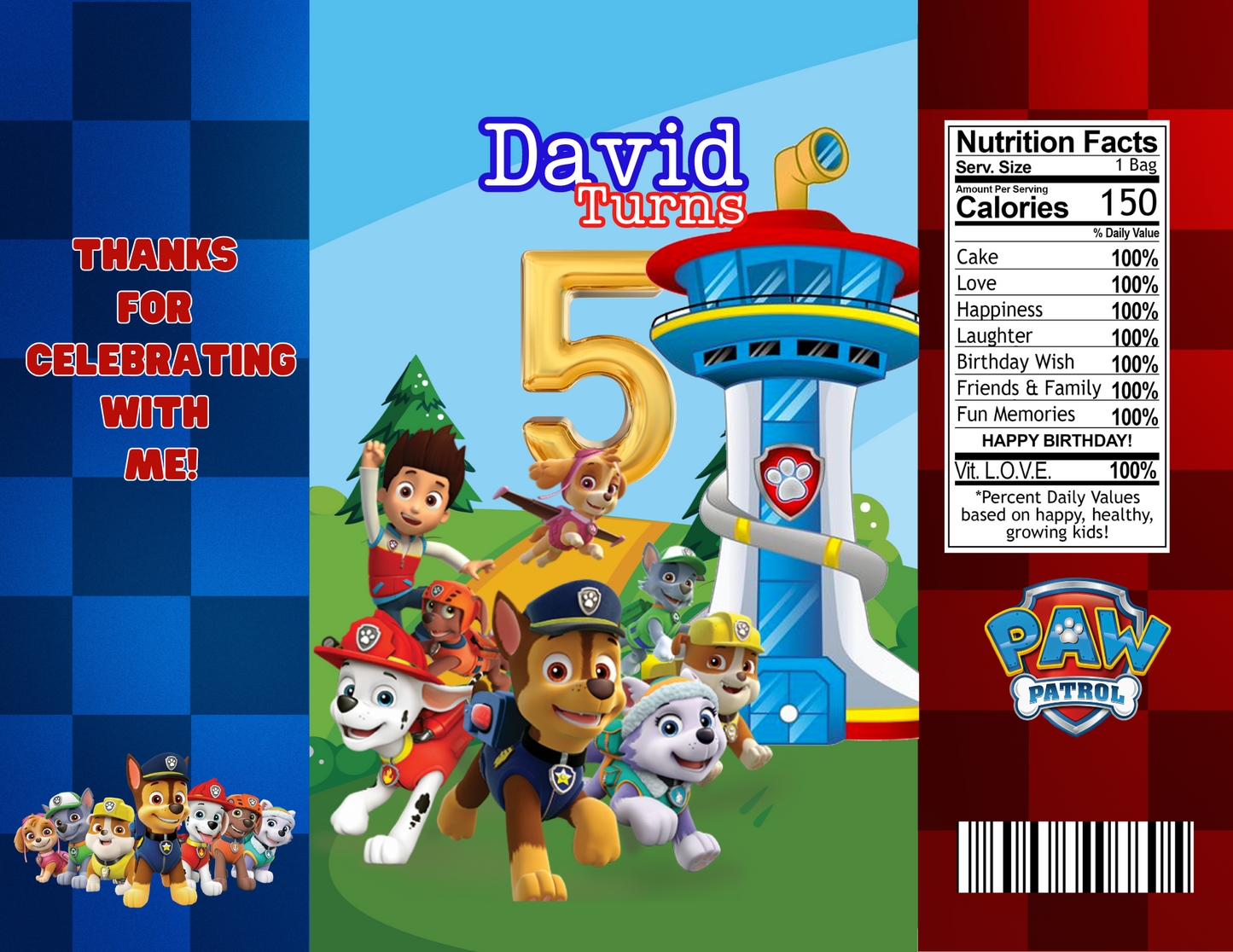 Paw Patrol Party Favor Template (Digital Download Editable in Canva)