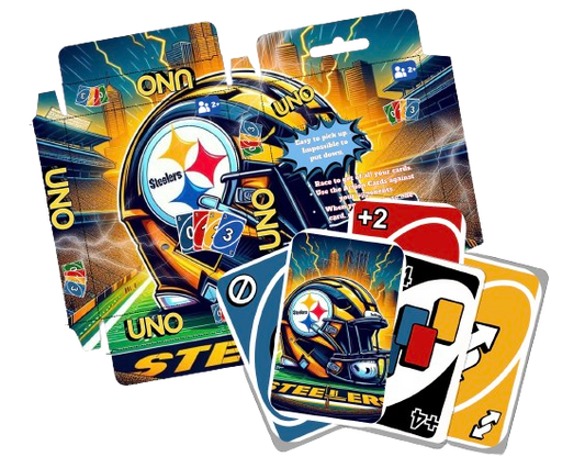 Steelers Editable UNO Cards with box, Mockup included (Digital Download Editable in Canva)