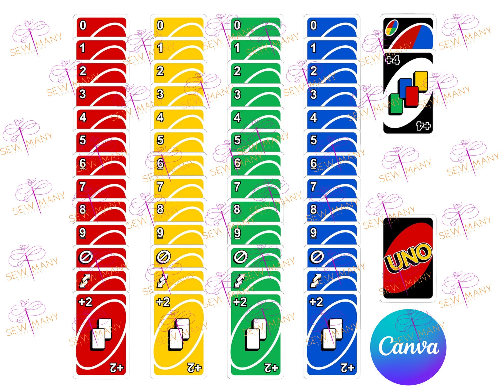 Canva Editable UNO Cards with Mockup, Editable Playing Card, Party Favors, Games, Personalized, Printable, Digital Download