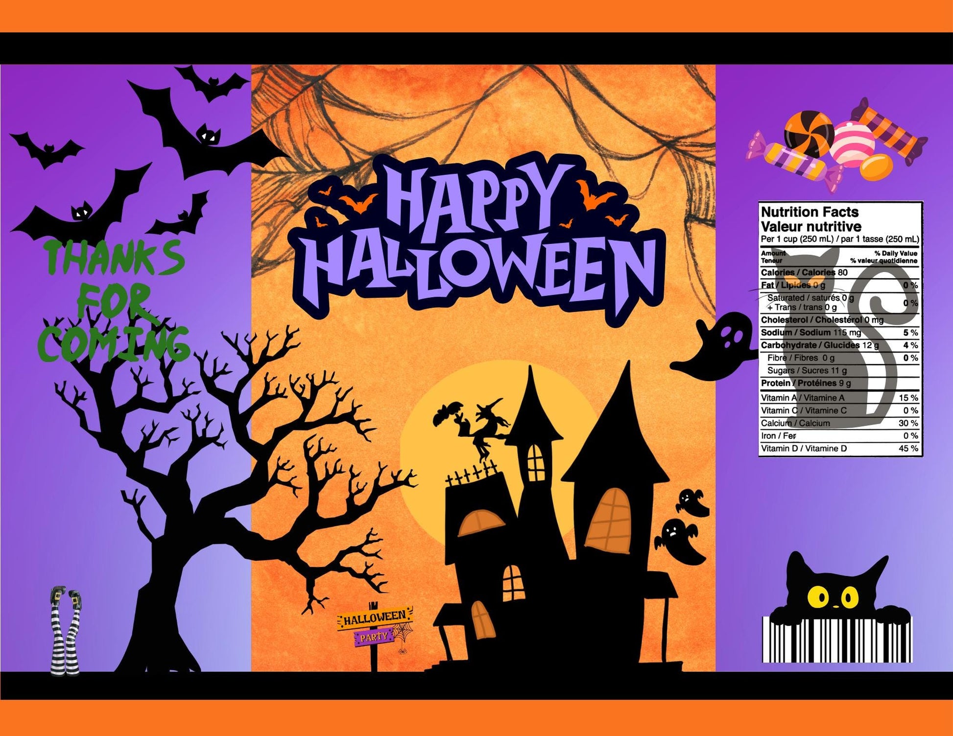 Halloween Party Favors with Mockup (Digital Download Editable in Canva)