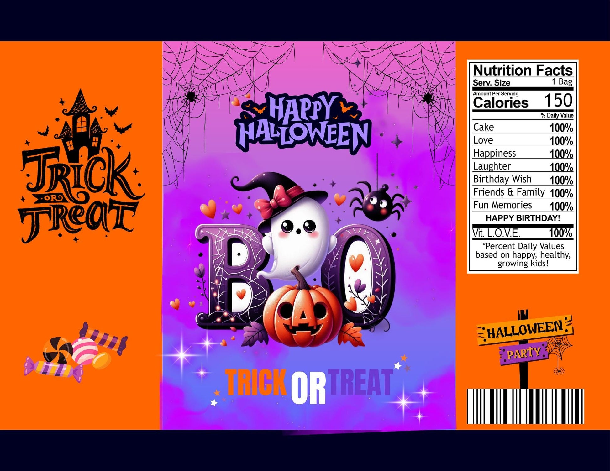 Halloween Party Favors with Mockup (Digital Download Editable in Canva)