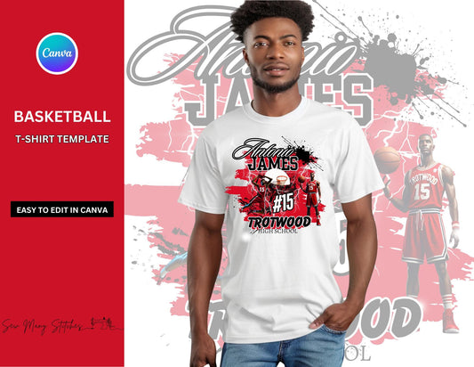 Editable in Canva, Basketball T-Shirt Design | High School Spirit Digital Download | Sublimation, DTF, DTG Ready