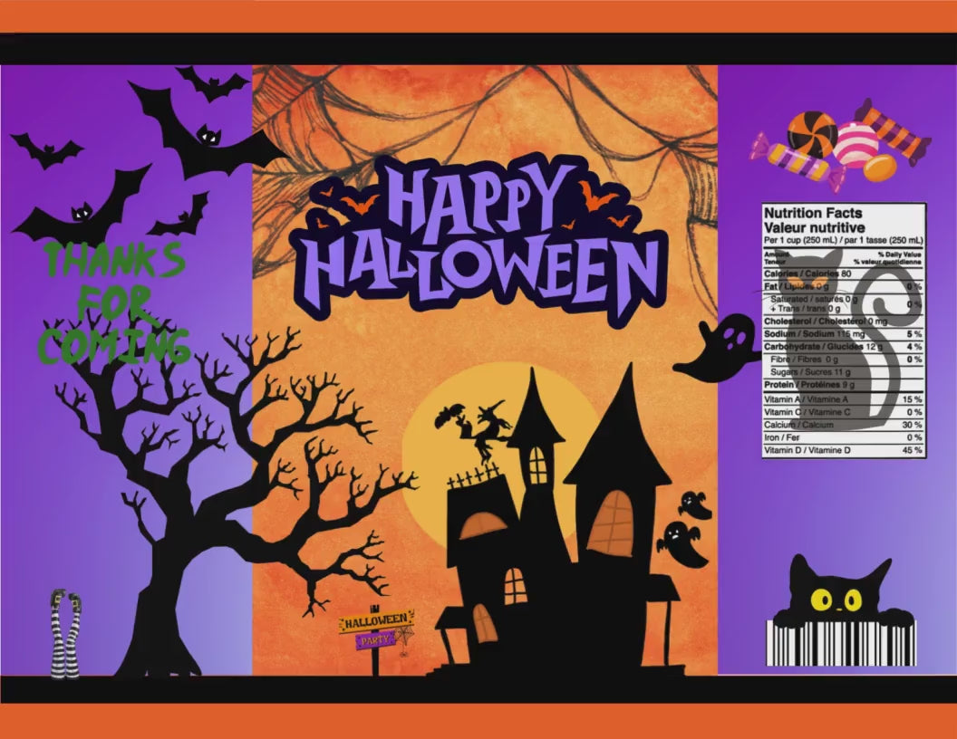 Halloween Party Favors with Mockup (Digital Download Editable in Canva)