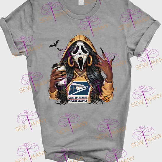 Halloween Ghostface Inspired Postal T-Shirt | Hip-Hop Legend Graphic Tee, gift, mailman, USPS, United States Postal Service