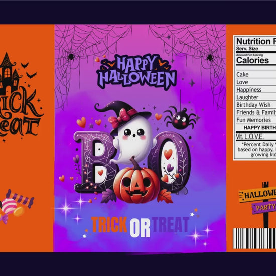 Halloween Party Favors with Mockup (Digital Download Editable in Canva)