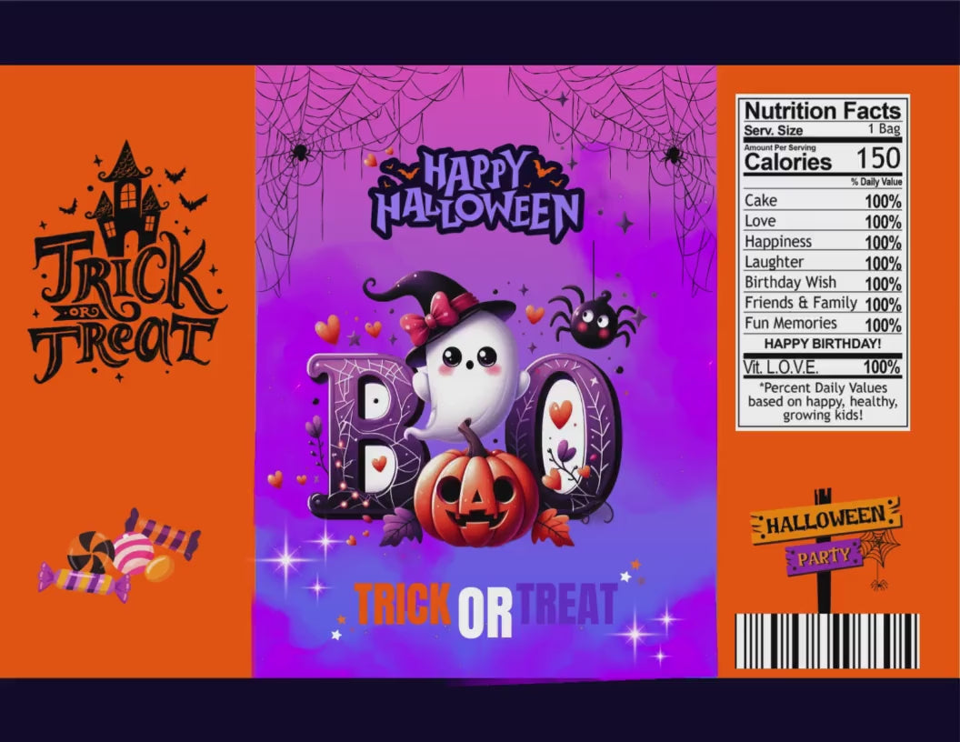 Halloween Party Favors with Mockup (Digital Download Editable in Canva)